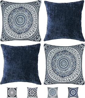 navy blue patterned cushions