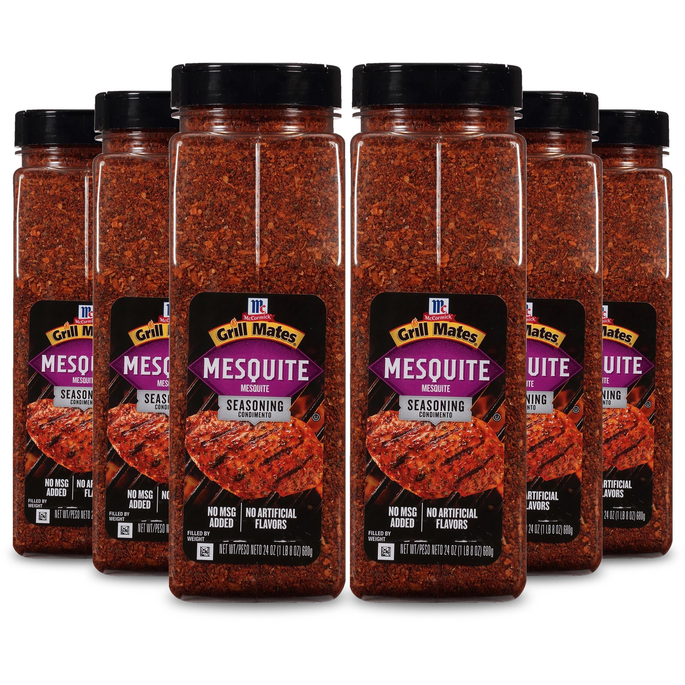 McCormick Grill Mates 메스키트 시즈닝, 680.4g(24온스) (6팩) - 메스키트 BBQ 향신료 680.4g(24온스) 용기 6개, 마리네이드, 고기, 드레싱 등에 다용도 사용