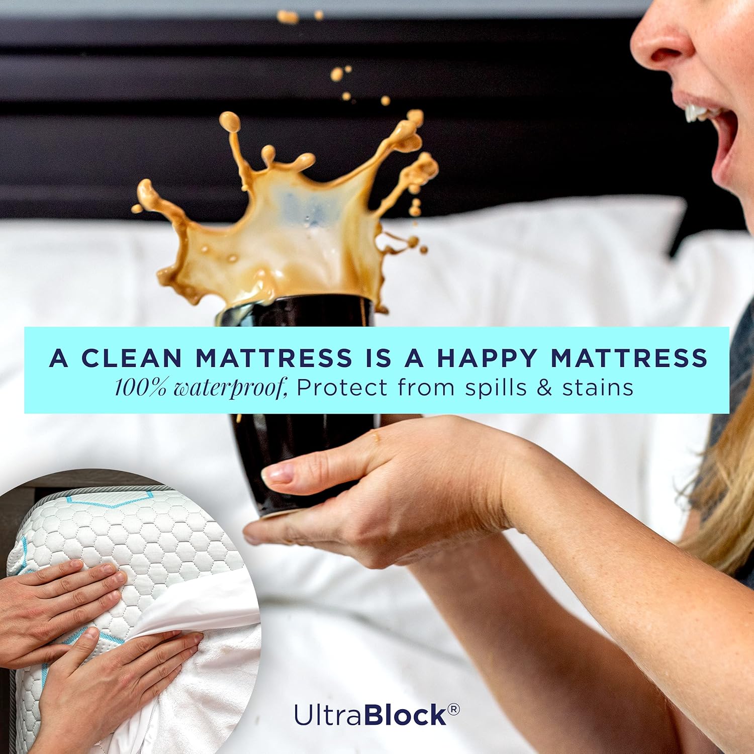 UltraBlock King Size Waterproof Mattress Protector - Soft Cotton Terry Cover