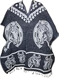 TRAD3 MX Authentic Super Heavy Mexican Poncho Reversible Blanket Made in Mexico Aztec Calendar Blue