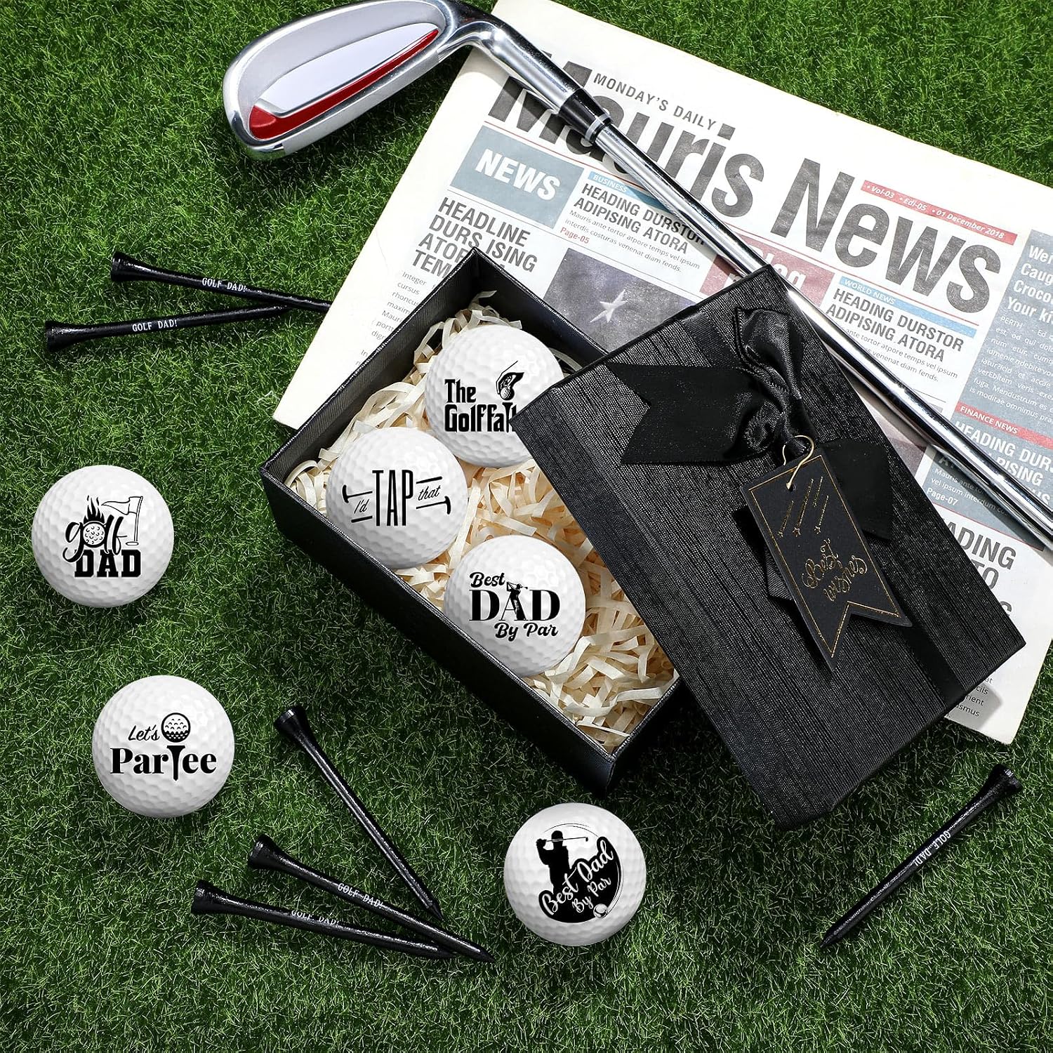Arrowbash 6 Pack Golf Balls Gifts for Dad with Tees Christmas Fathers Day Golf Funny Gifts for Dad Birthday