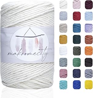 Single Strand Macrame Cord 3 mm x 109 Yards (328 feet) 3mm Single Strand Natural Cotton Cord for Macrame Art & Crafts for Wall Hangings, Keychains (Ecru)