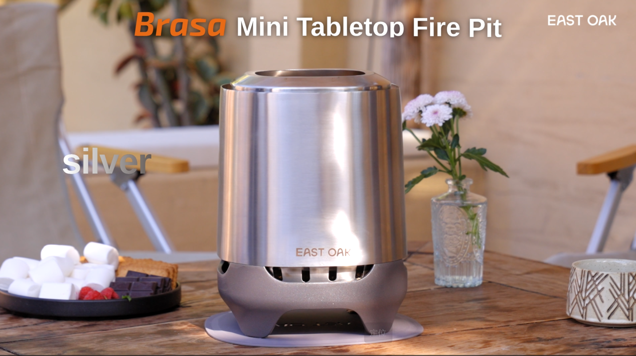 EAST OAK ミニ 卓上 ステンレススチール ファイヤーピット シルバー