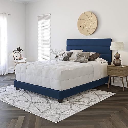 Miniatura 100 de Boyd Sleep Milan - Marco de cama de lino negro con plataforma totalmente tapizada con cabecero ajustable, base o somier calificado para su uso Negro