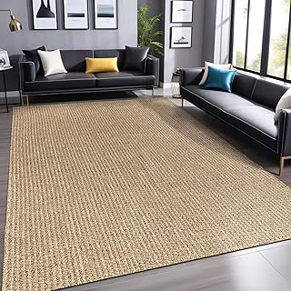 Easy Jute Rugs 9x12 Natural Color Living Room Indoor Outdoor Area Rug fo...