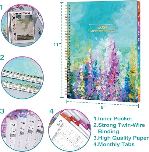 Miniatura 6 de Agenda y agenda de citas 2026, agenda diaria por hora 2026, enero de 2026 a diciembre de 2026, 9 x 11 pulgadas, libro de citas semanal 2026,