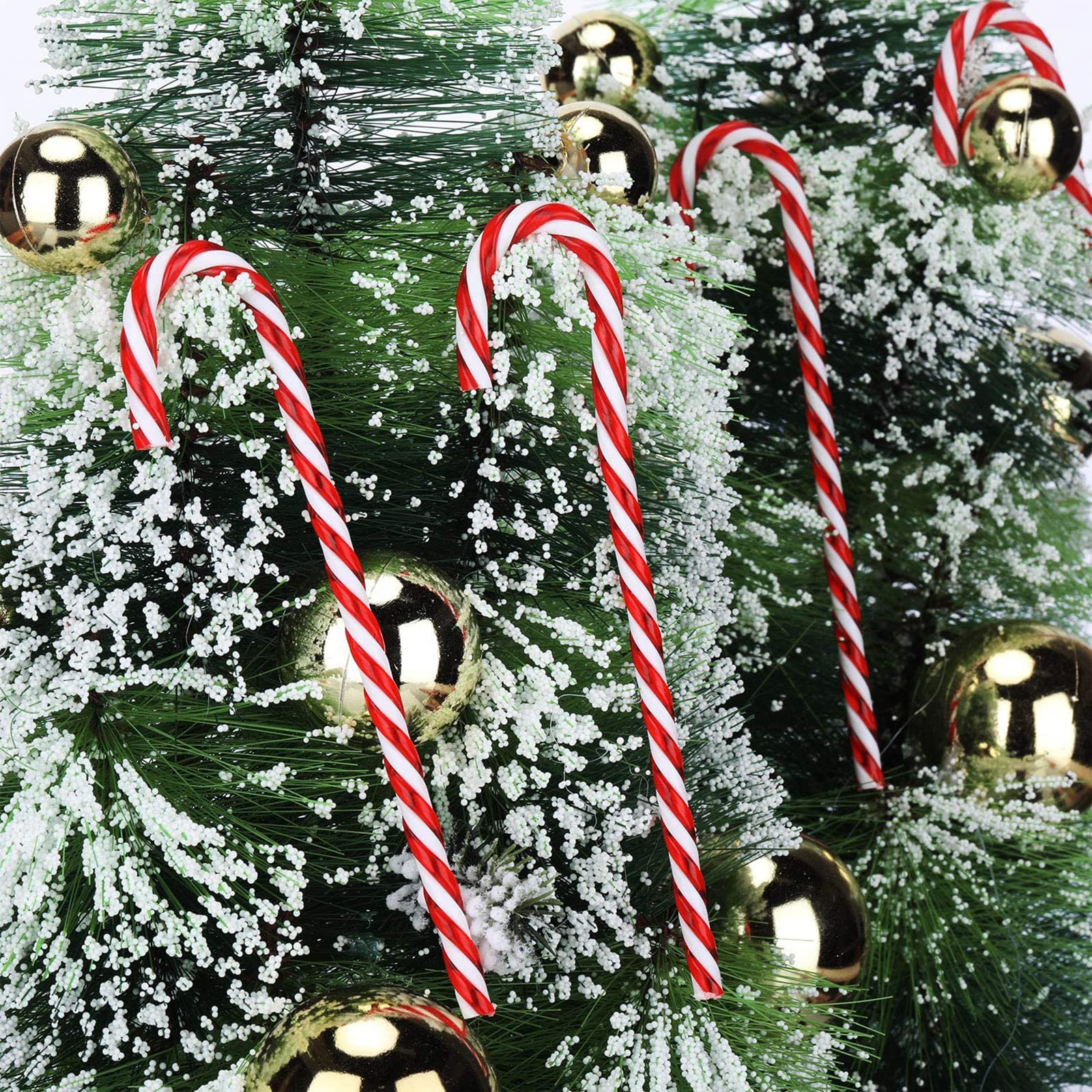 48 Stück Zuckerstangen Deko - Weihnachtsbaum Schmuck Mit Kordel Zum Aufhängen