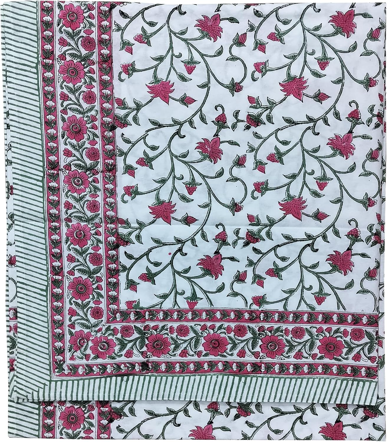 kanthaNtapestryart Traditional Indian Sheet with Pillow Cover | Hand Block Printed | 100% Pure Cotton Hand Block Print Cotton Bedsheet (Twin Size 60x90 Inch)