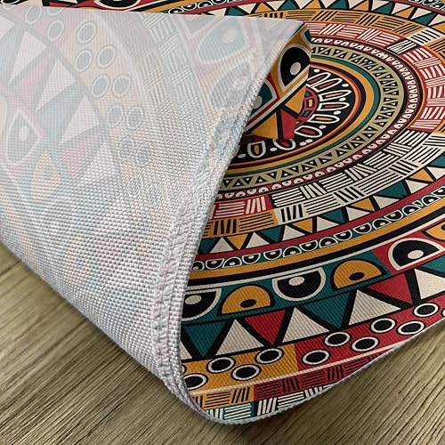 Miniatura 5 de Ambesonne Juego de 4 manteles individuales tribales, tribu folclórica, diseño redondo de arte azteca, manteles individuales de tela lavable para