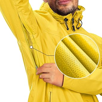 33,000ft Men's Waterproof Jacket Lightweight Packable Outdoor Rain Coats