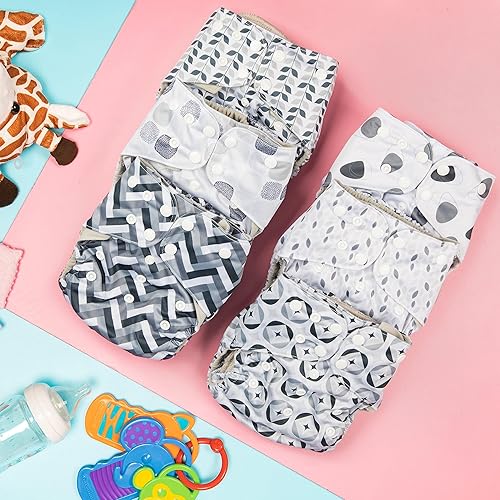 Miniatura 2 de Simple Being Pañales de tela reutilizables, doble refuerzo, talla única, lavable, suave, absorbente, impermeable, respetuoso con el medio ambiente,