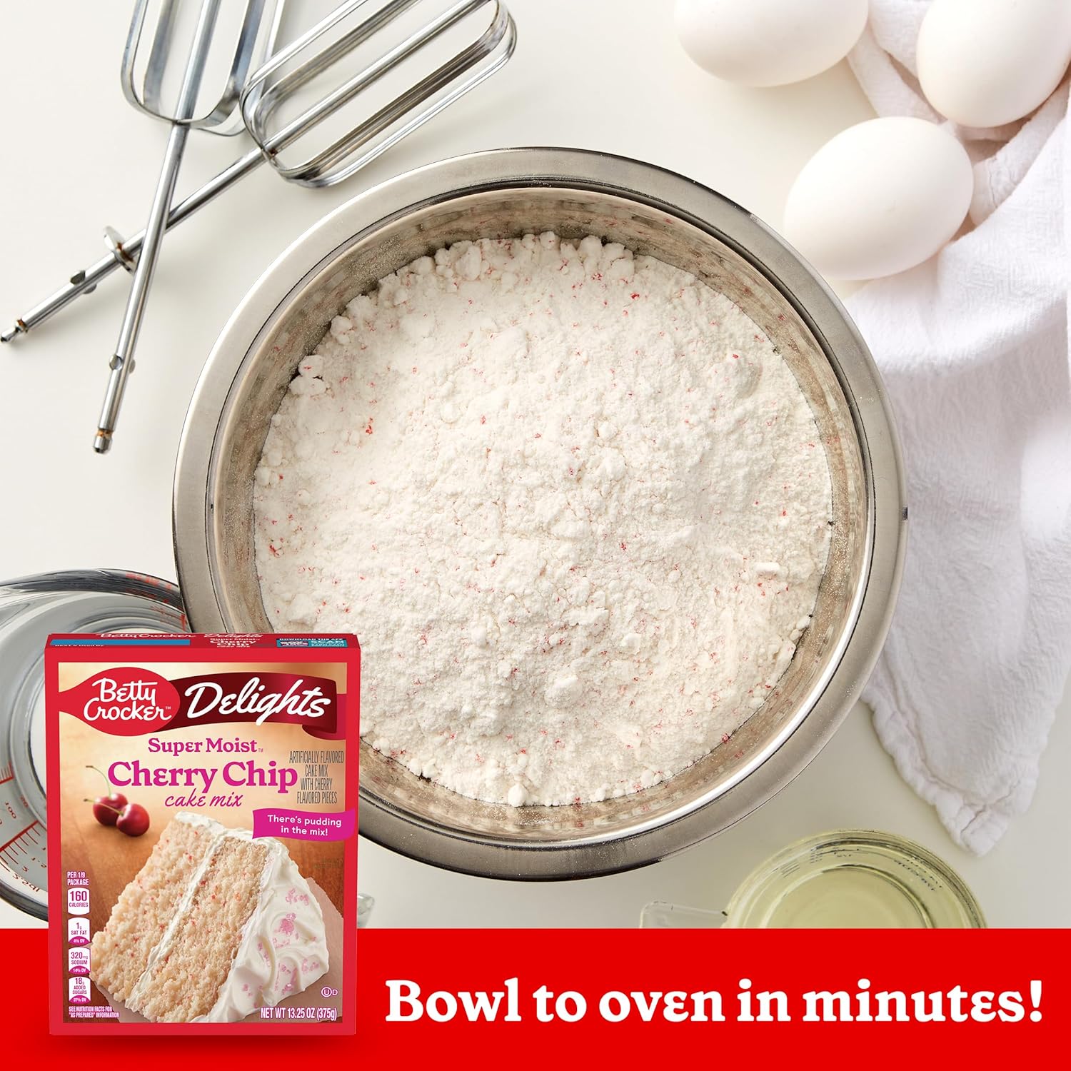 Betty Crocker Delights Super Moist Cherry Chip Cake Mix, 13.25 oz. (Pack of 12)