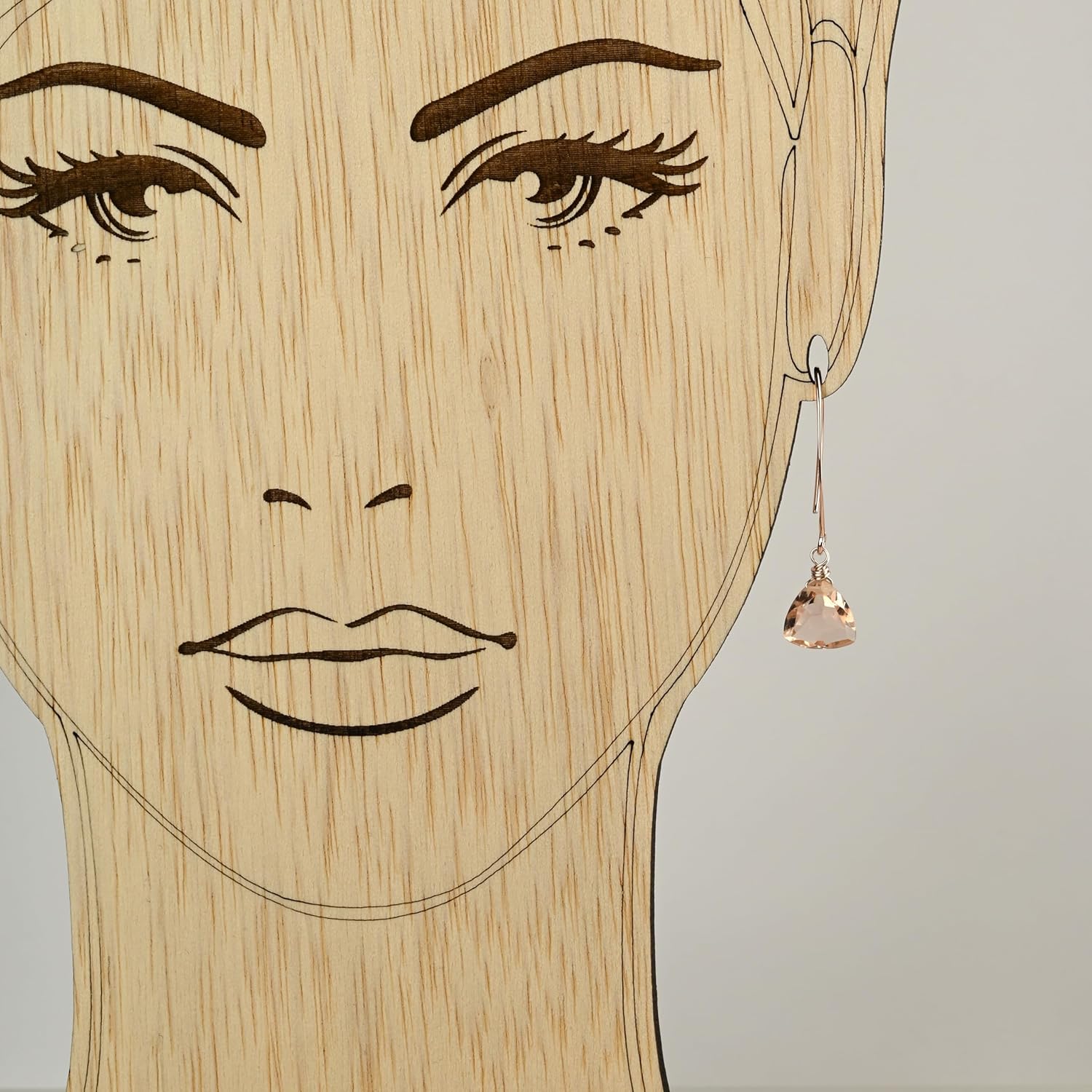 Rose Gold Rose Quartz Trillion Earrings Sterling Silver - Image 6