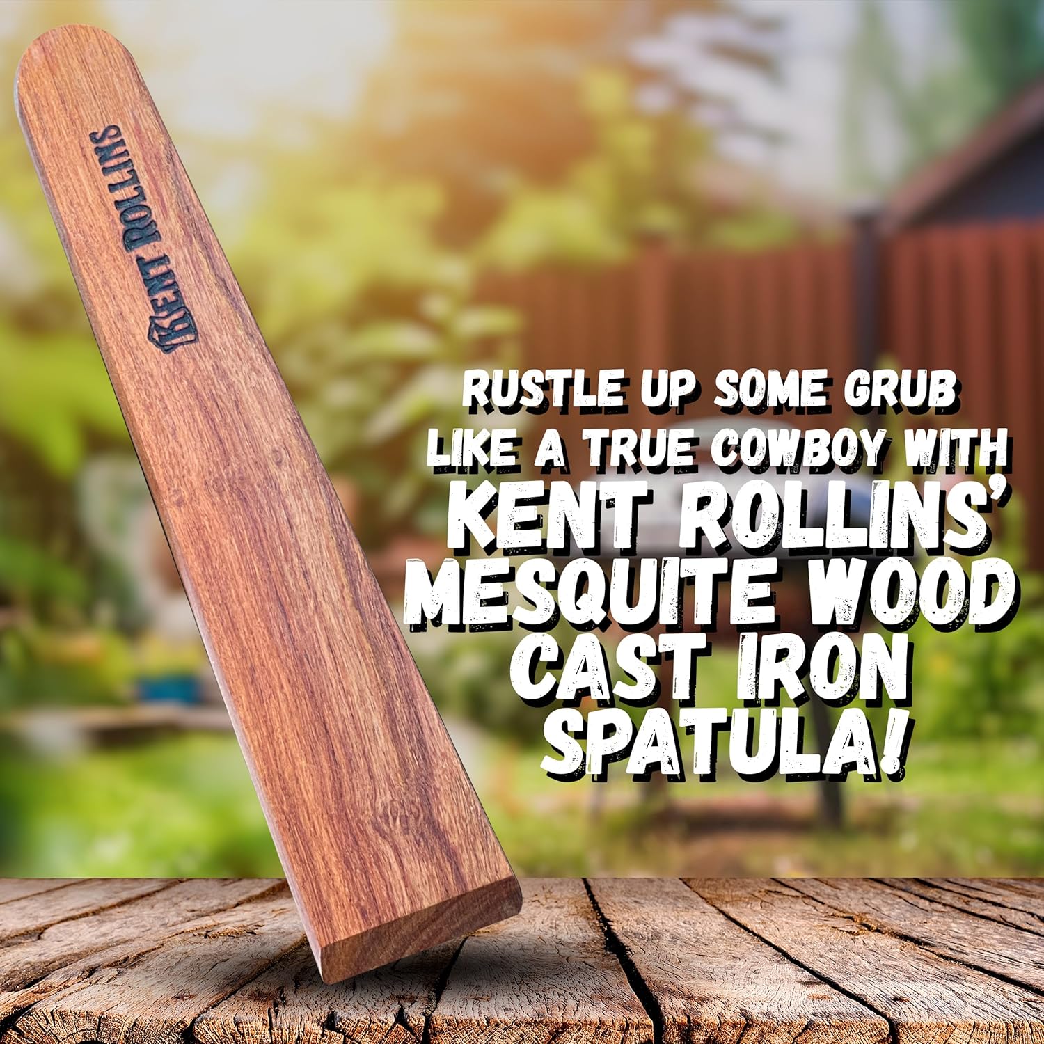Mesquite Wood Cast Iron Spatula - Kent Rollins Wooden Spatula for Cooking - Perfect for Cast Iron, Steel Cookware, Non-Stick Cookware - Handmade in Texas, USA - 11.5" Long, 2" Wide - Image 3