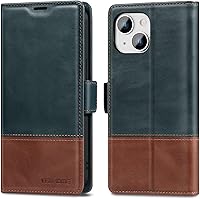 Vista 25 de KEZiHOME Funda tipo cartera compatible con iPhone 15 Pro Max, de piel auténtica [bloqueo RFID], ranura para tarjetas, soporte magnético, funda