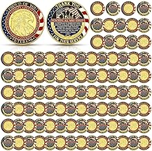 100 Pcs Military Challenge Coins Independence Day Veteran Commemorative Thank You for Your Service Round Metal Christian Coin for Collectors Military Church School Party Collectible Souvenir
