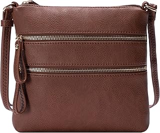 Solene Small Multi Zipper Pocket Crossbody Bag with Adjustable Strap, Lightweight Travel Purse, Daily Small Messenger Pouch