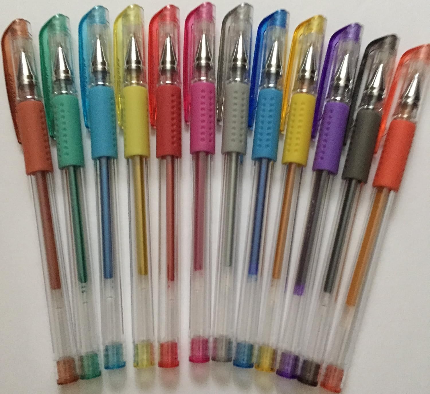 SeeMarks 12 Glitter Multi-Color Gel Ink Pen Set with Comfort Grip Kit for Smooth Adult Coloring and Arts and Crafts - Non-Toxic and Acid-Free