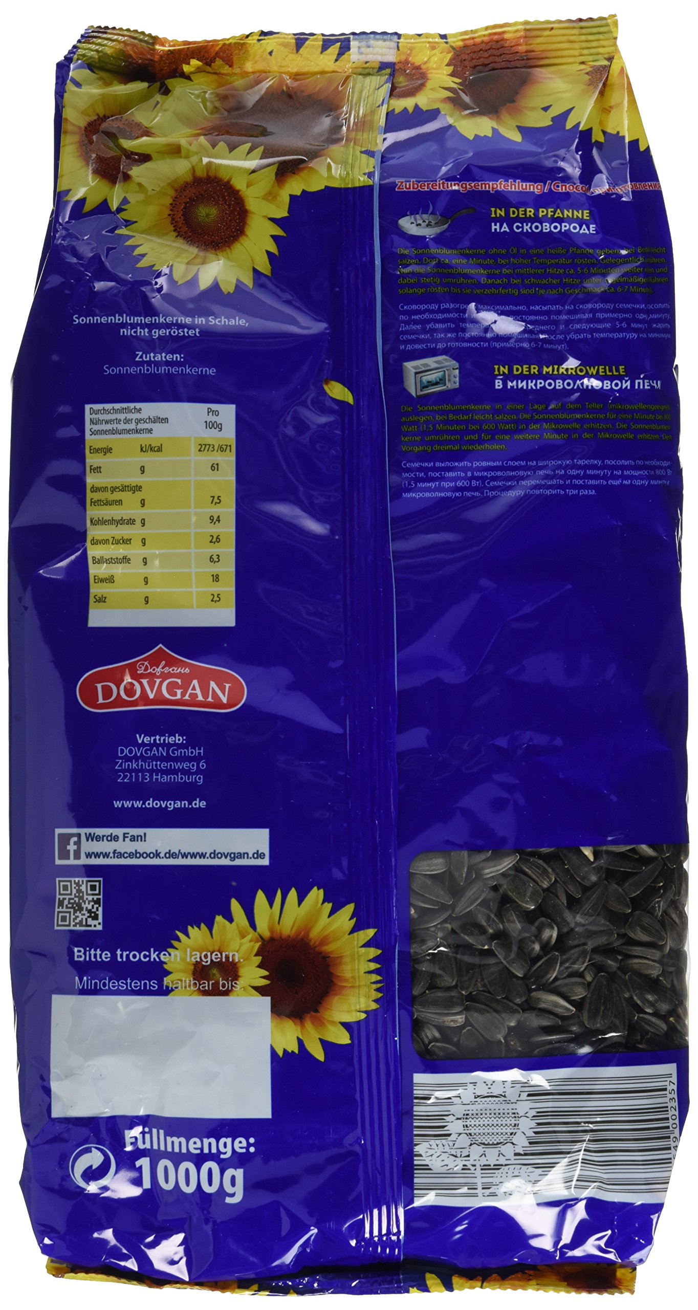 Dovgan Sonnenblumenkerne, 5er Pack (5 x 1 kg)