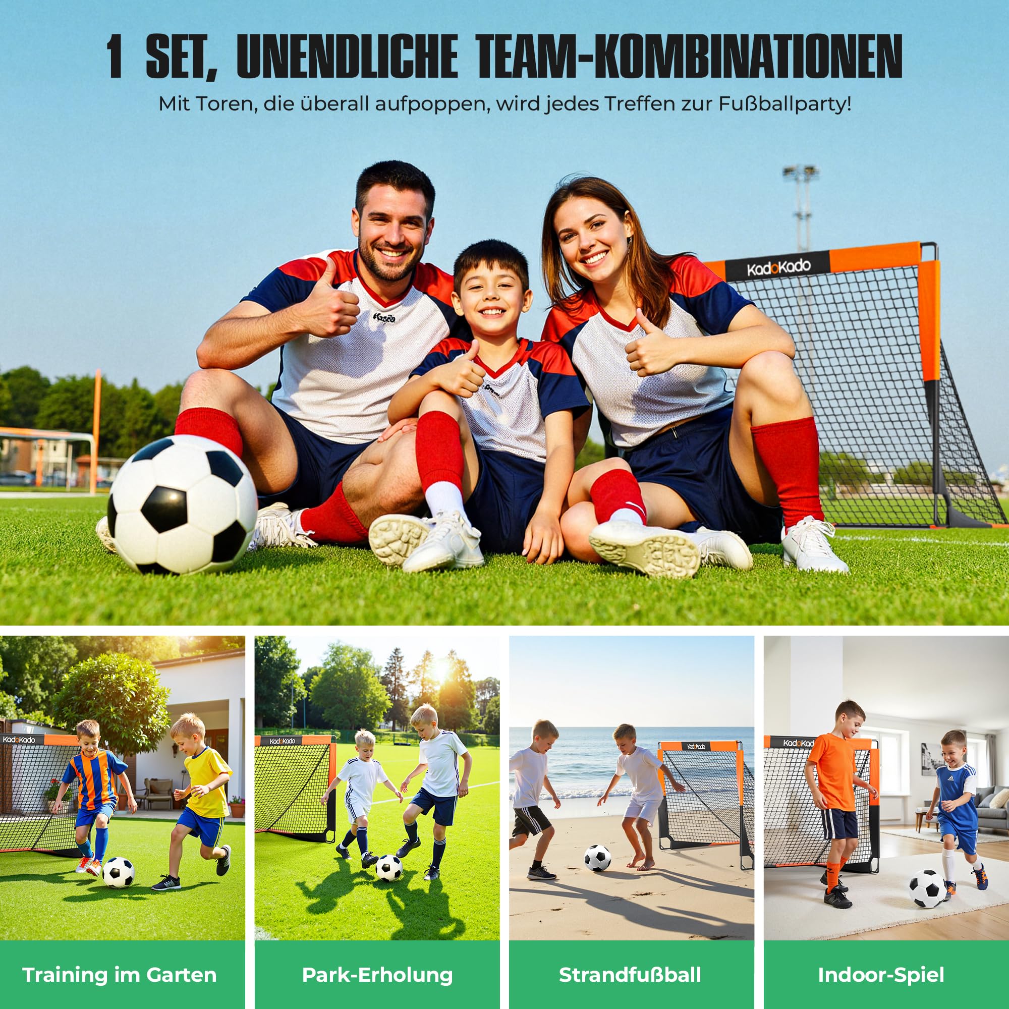 Fußballtore Kinder 120x90cm mit Tragetaschen, Fussballtore für Garten Outdoor, Pop-Up Tore mit Fiberglasstangen