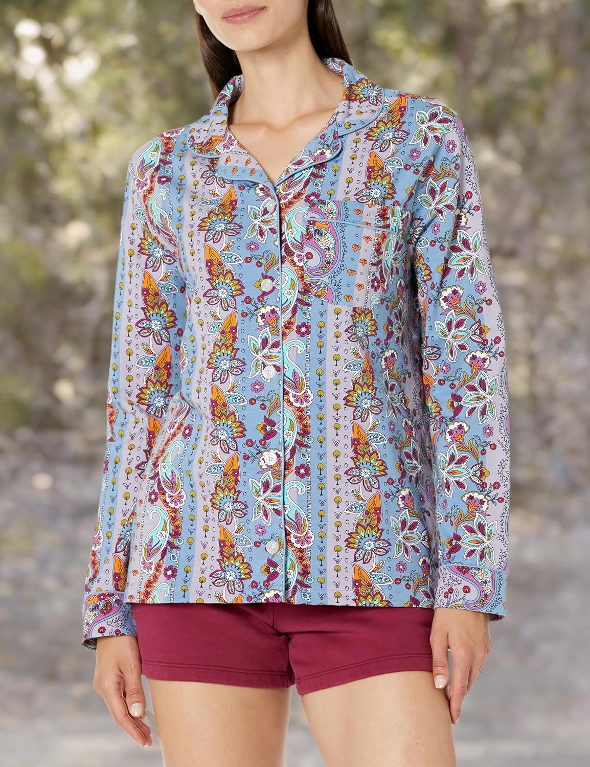 Vera Bradley Women's Cotton Blend Long Sleeve Button-Up Shirt (Extended Size Range)