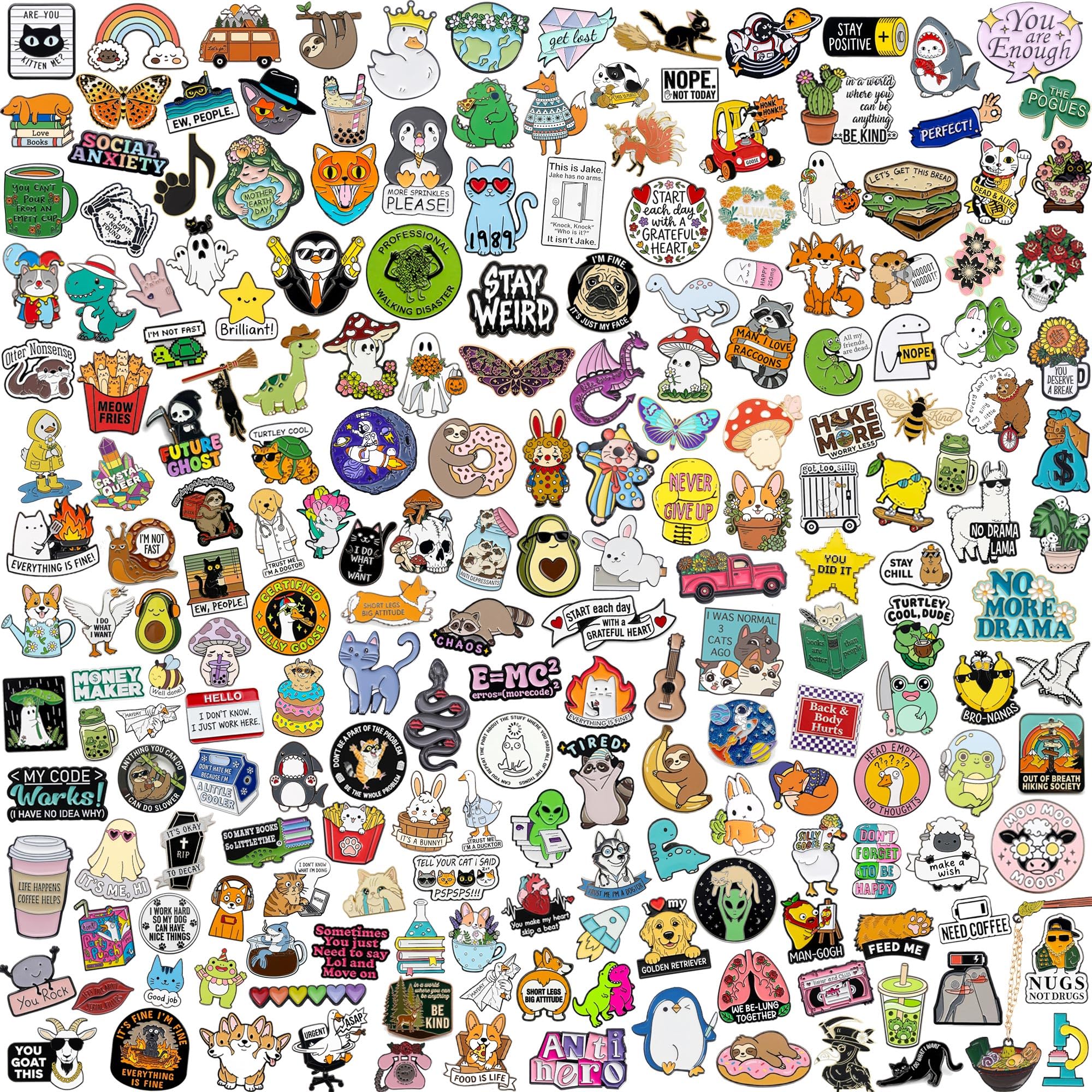 SINCCO Juego de 20/40/50 pines esmaltados a granel, divertidos pines estéticos para mochilas, sombreros, bolsos, patios de tierra