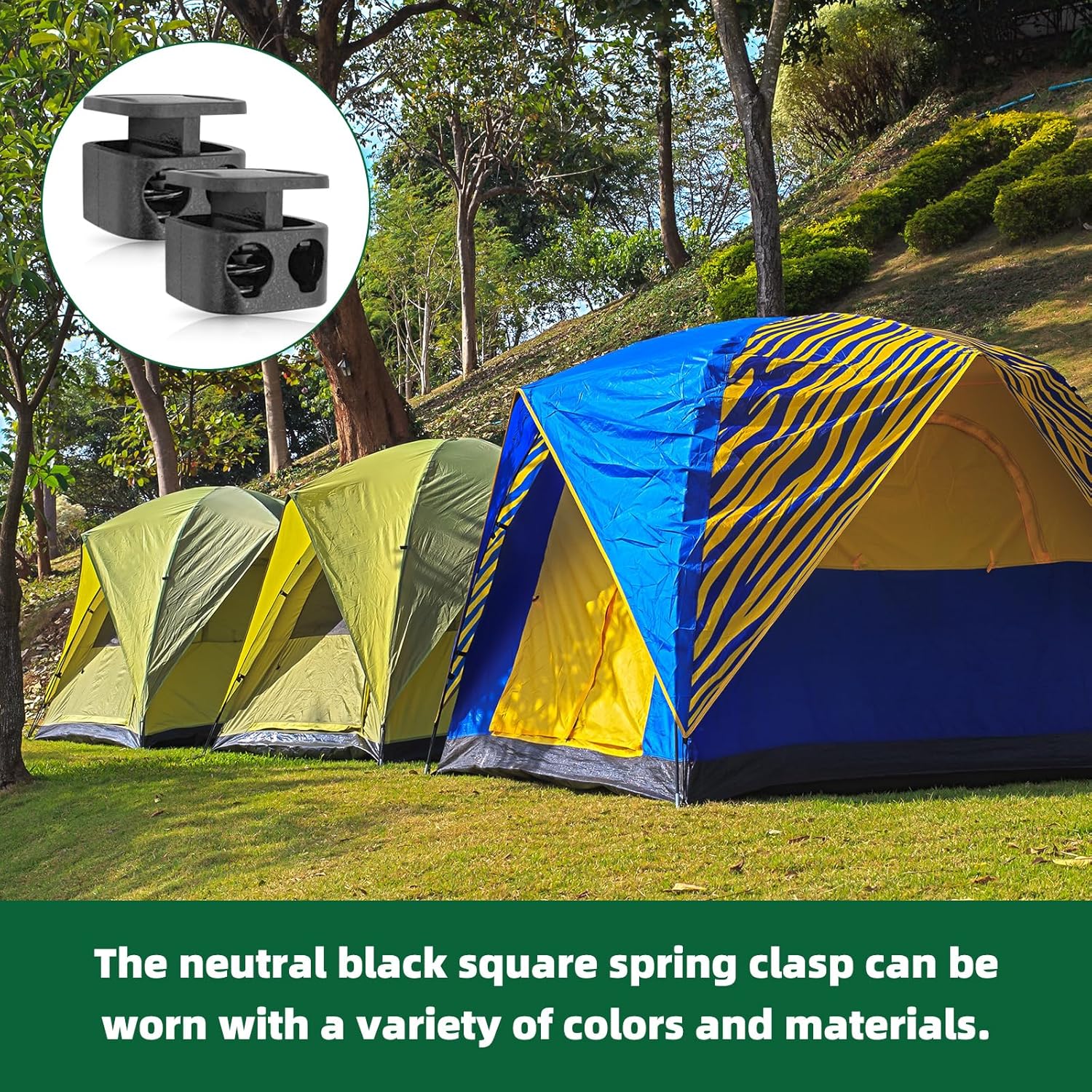 soujkooy 30Pcs Heavy Duty Cord Locks, Double Hole Draw String Clip with Elastic Cord, Plastic Spring Cord Lock Toggles Stopper Fastener for Drawstrings, No Tie Shoelaces, Paracord - Image 5