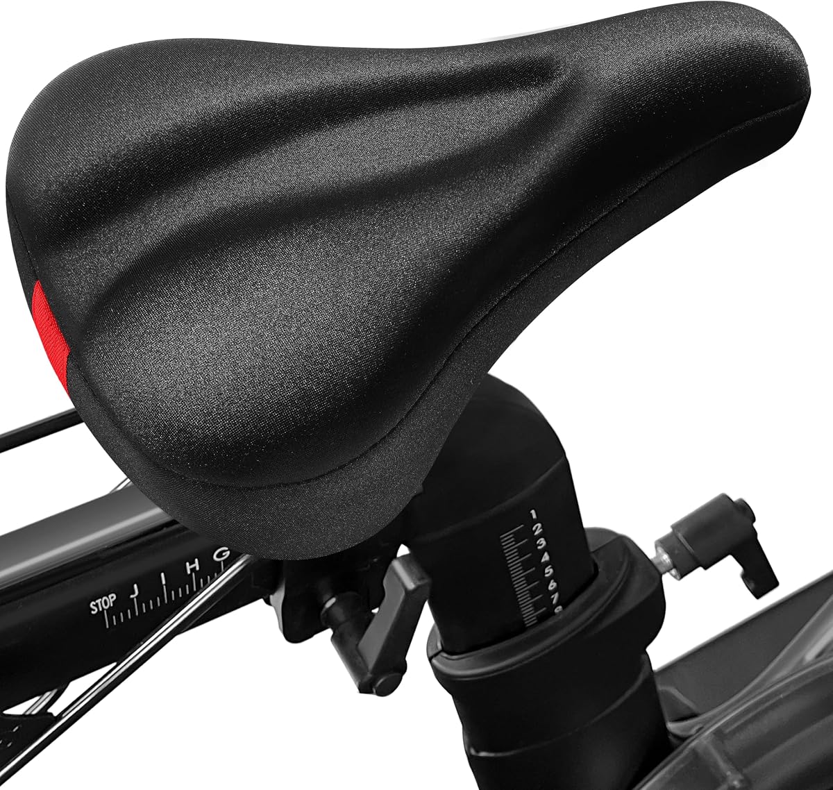 Bike Seat Cushion Compatible with Peloton Bike & Plus, Extra Padding Cover | Gel Bicycle Seat Cover for Women & Men Comfort, Accessories for Most Narrow Bicycle Saddle with Soft Memory Foam, 11” x 7”