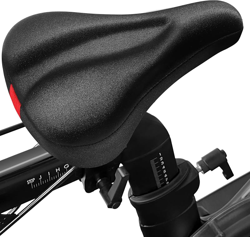 Bike Seat Cushion Compatible with Peloton Bike & Plus, Extra Padding Cover | Gel Bicycle Seat Cover for Women & Men Comfort, Accessories for Most Narrow Bicycle Saddle with Soft Memory Foam, 11” x 7”