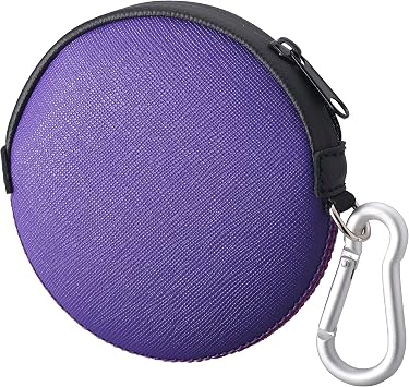 OneJoy Mini Round Coin Purse with Clip on, Lightweight Waterproof Zipper Pouch for Earbuds, Keys, Coins, Compact Travel Storage Case for Women & Men [ Purple ]