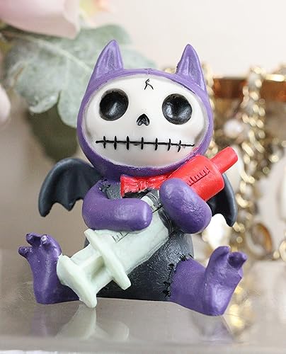 Miniatura 5 de Ebros Gift Figura coleccionable de Furrybones Flappy The Purple Vampire Bat Doctor con jeringa de sangre, figura coleccionable, esqueleto monstruo,