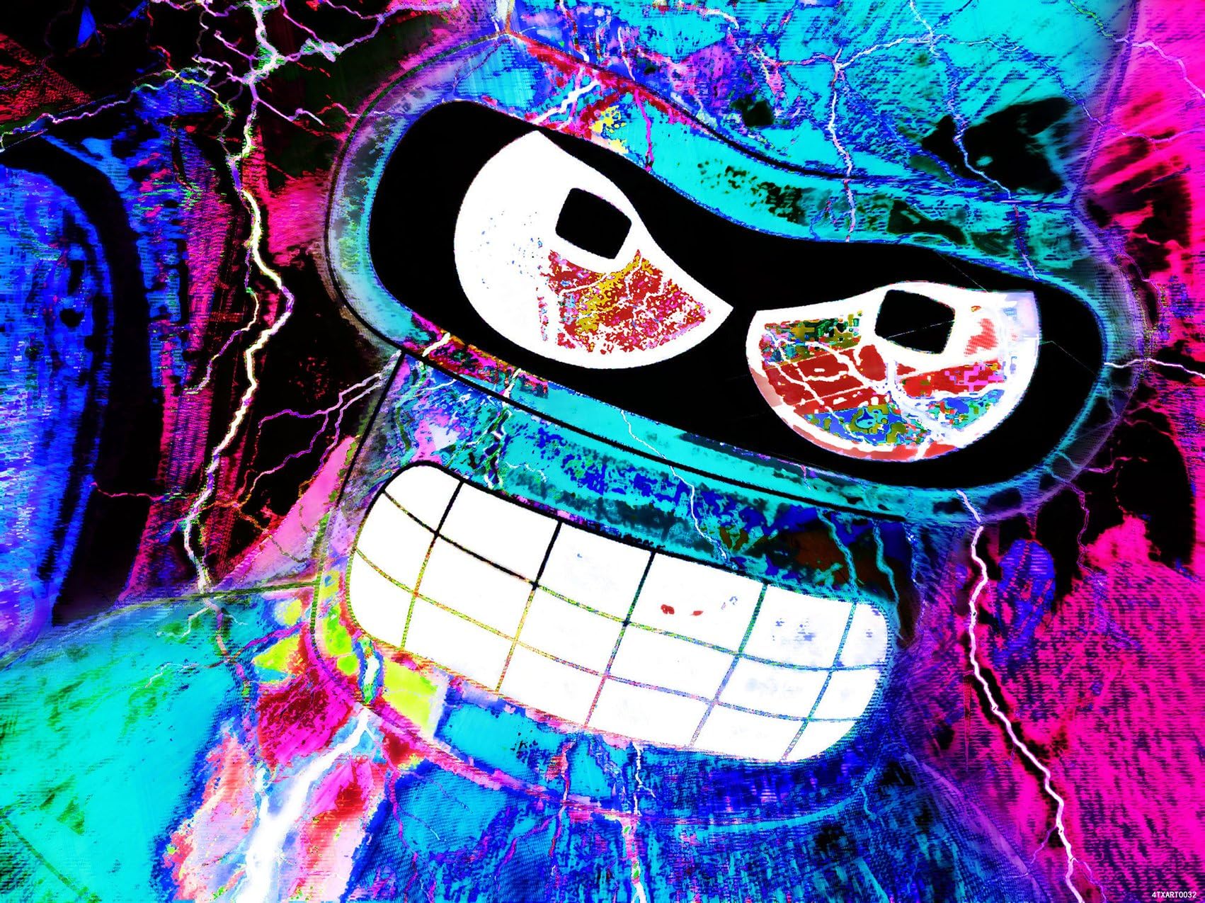 siluban Bender Rodriguez Cool Acid Art Futurama Print Poster(90x120cm)