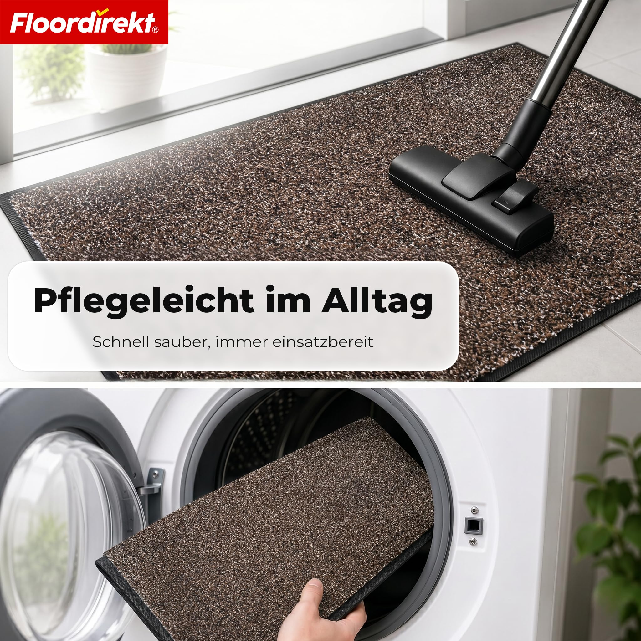 Floordirekt Wycieraczka – karat – mata zatrzymująca brud, do użytku wewnątrz i na zewnątrz, antypoślizgowa wycieraczka pod drzwi wejściowe, wycieraczka brązowa, 100 x 150 cm