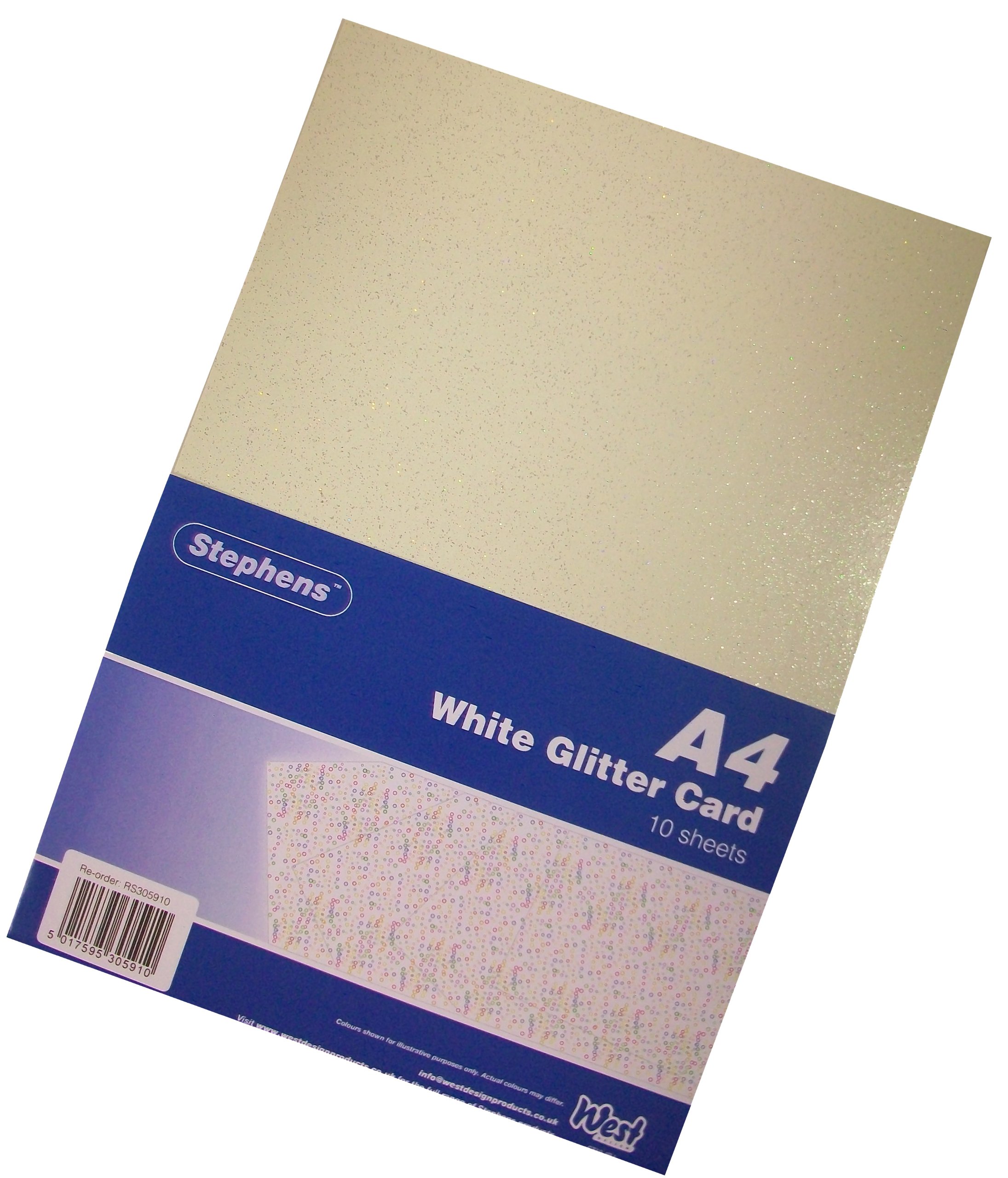 Stephens Glitter Board Card White Coloured A4 220gsm 10 Sheets, Ideal for Scrapbook Crafting Card Making, Embossing