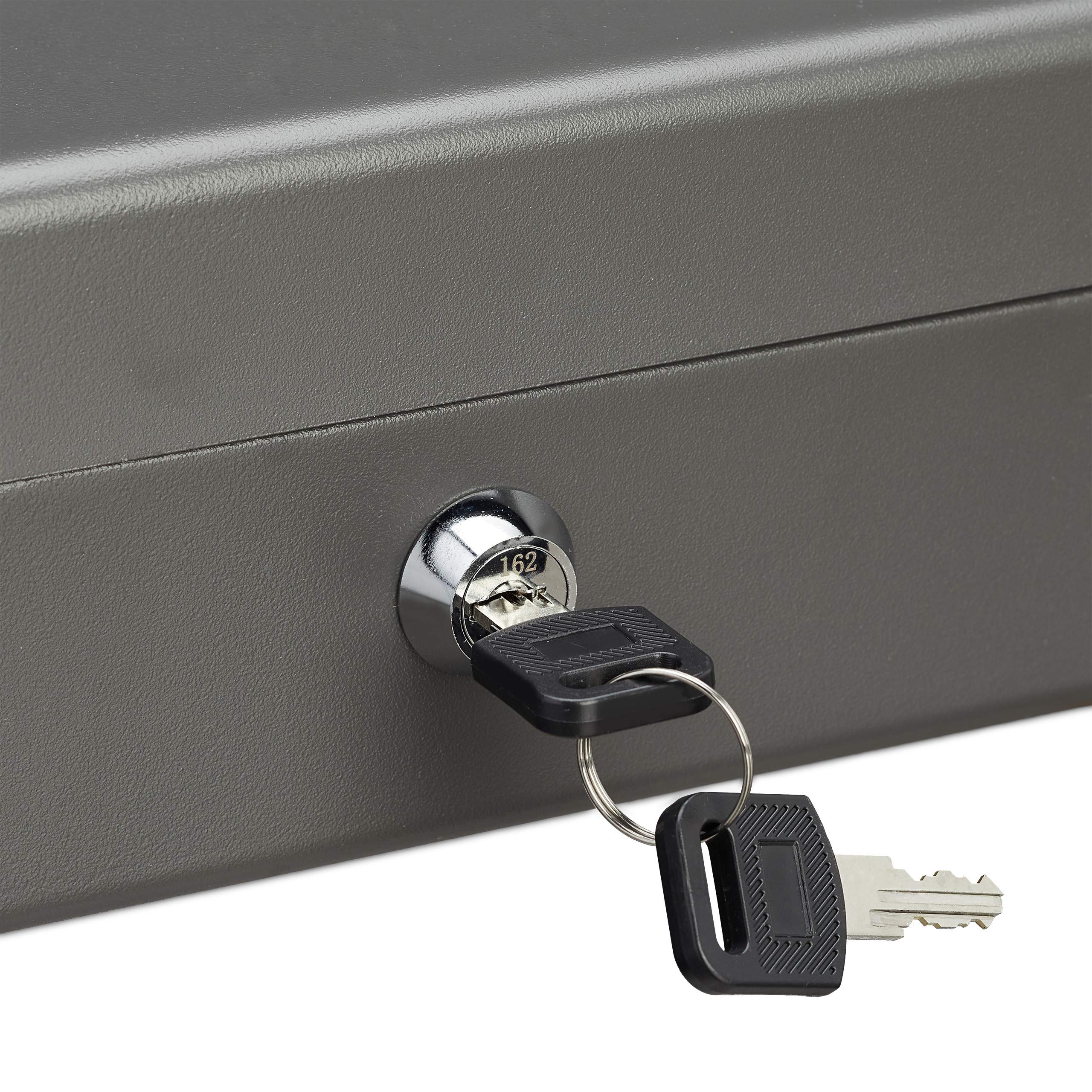 Relaxdays Caisse à Monnaie verrouillable Fer HLP 8,5 x 30,5 x 24,5 cm Gris