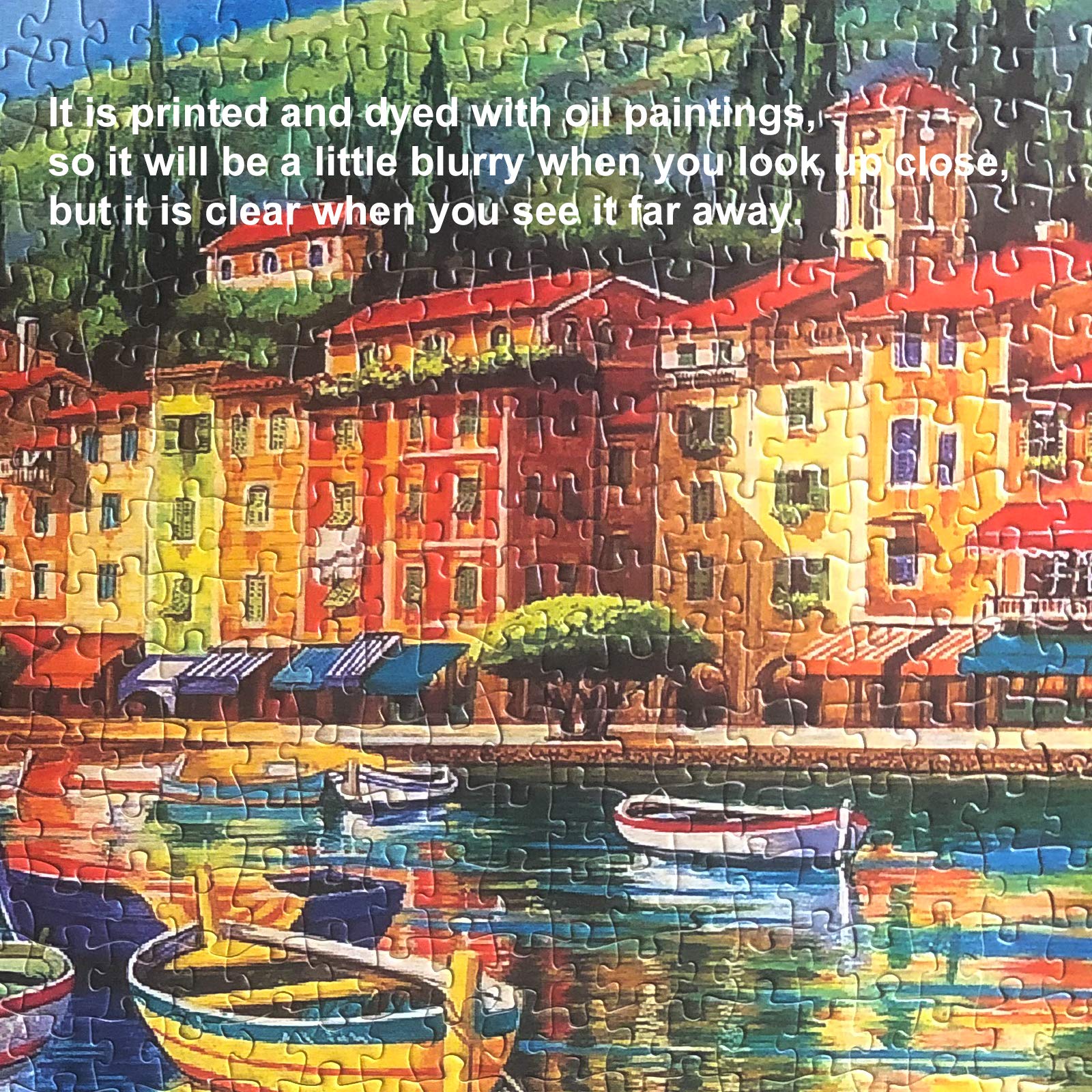 1000 Piece Jigsaw Puzzle For Adults - Coastal Town Scene, 27x19 Inches, Multicolored - View #7