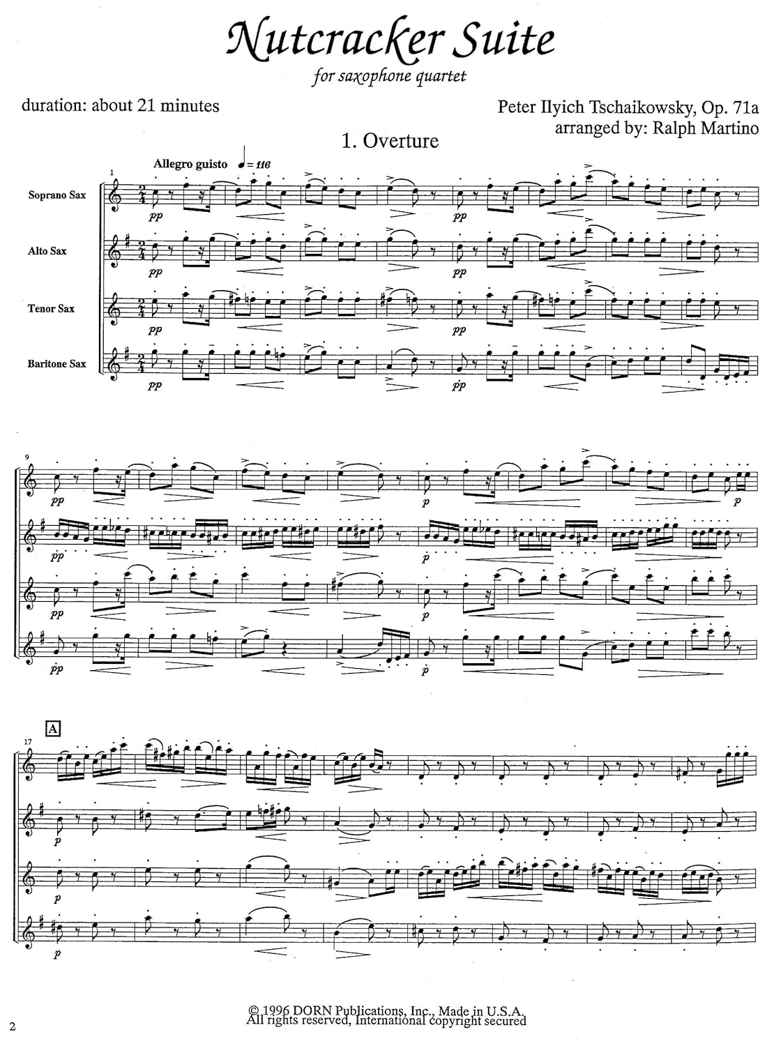 Nutcracker Suite p.71a for Saxophone Quartet 0682962712131