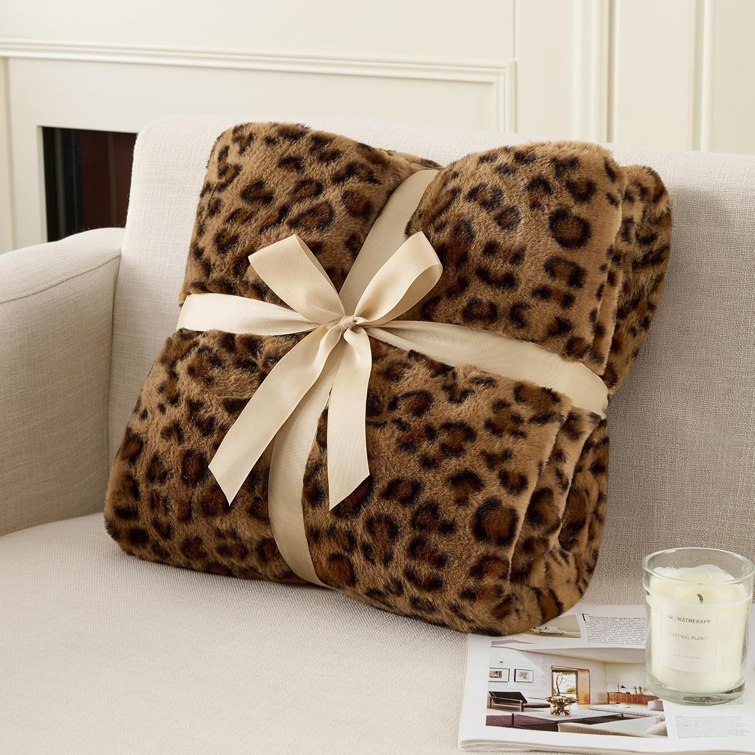 GALMAXS7 Cheetah Throw Blanket, Double-Sided Plush Fluffy - Luxury Faux Fur Leopard Print Blanket, Soft and Cozy Room Decor (50x60 Inches, Brown) - Image 7