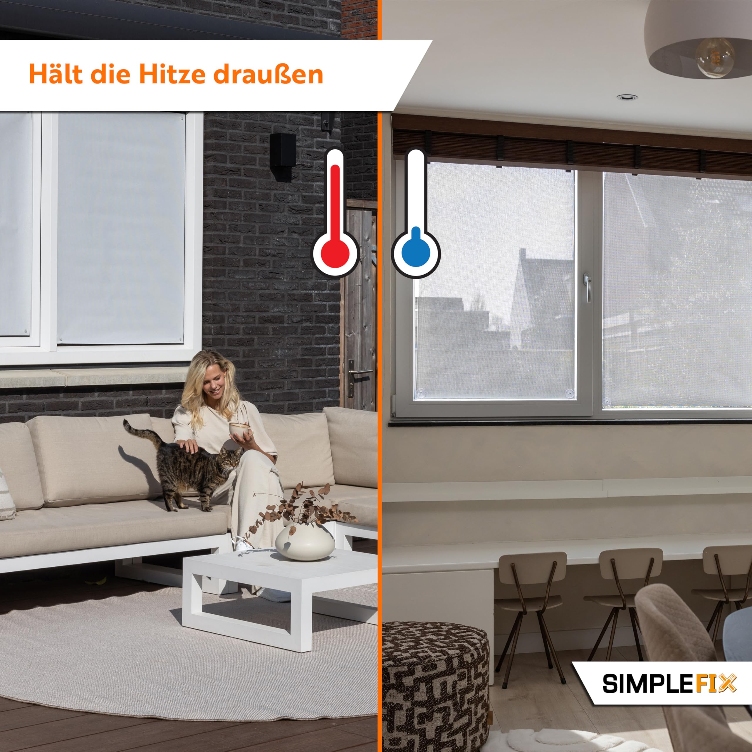 Sonnechutz Fenster 55x78 cm, Sonnenschirm Innen, Dachfenster Verdunkelung ohne Bohren, Sonnenschutz mit Saugnäpfe