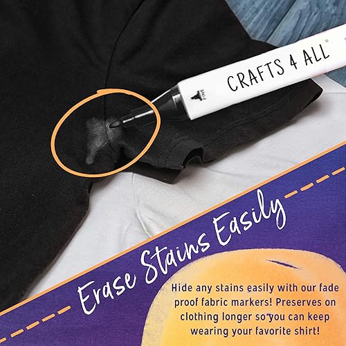 Miniatura 5 de Crafts 4 ALL Marcador permanente, marcador en tela sin sangrado, de dos puntas, paquete de 2 unidades