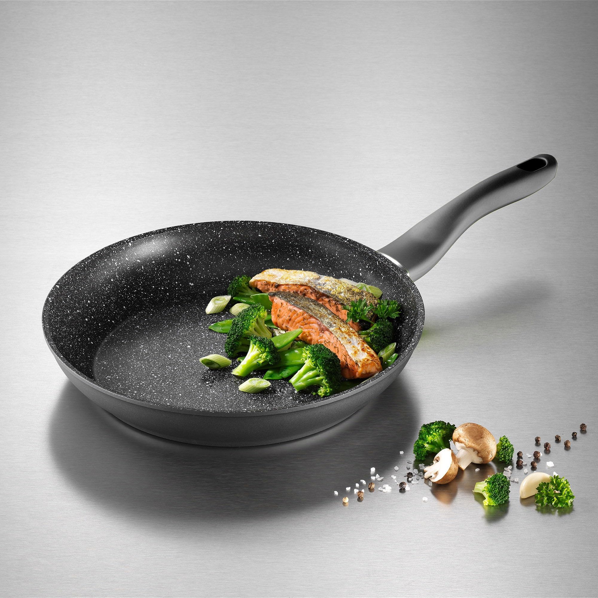 STONELINE FRESH Sartén Antiadherente 28 cm Sartén Grande Sartén Inducción MADE IN GERMANY Revestimiento Antiadherente con Partículas de Piedra Reales, Todo Tipo de Cocinas, Cocinar Sin Grasa