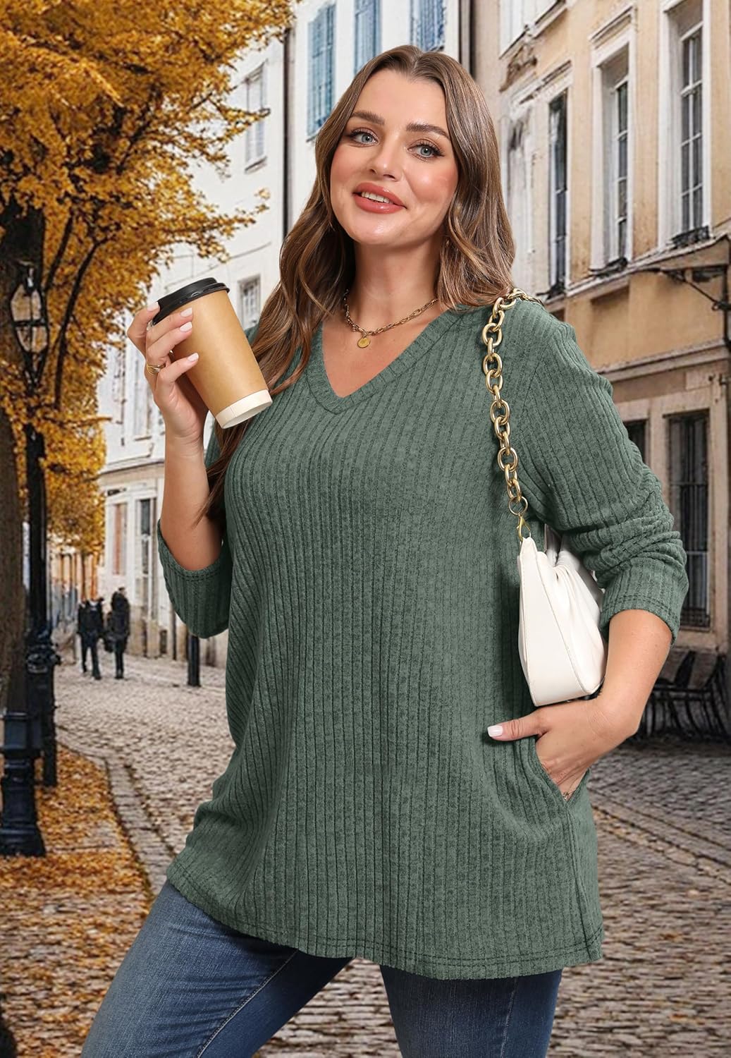 WIHOLL Womens Tops Fall Fahion 2025 Long Sleeve Shirts Casual Lightweight Tunic Sweaters Fashion Winter Clothing - Image 3