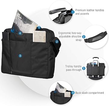 EVERKI Lunar Large Laptop Briefcase for Men & Women, Black - 19 Liters