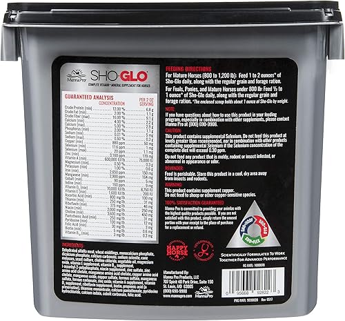 Vista 9 de Manna Pro Sho-Glo Suplemento para caballos - Suplemento completo de vitaminas y minerales para una piel y pelaje saludables - 25 libras