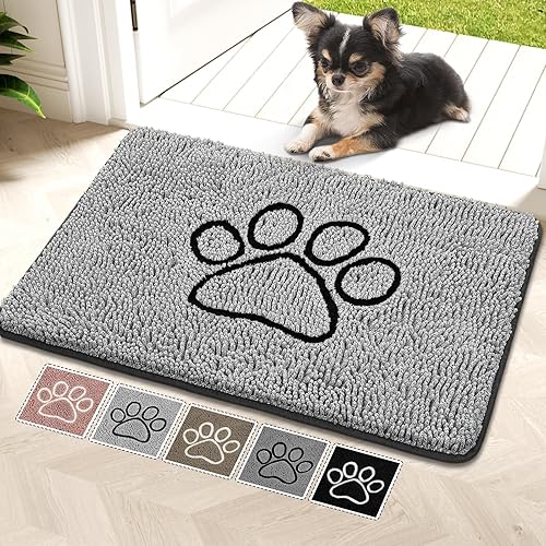 Miniatura 29 de Bcoimo Tapete súper absorbente para puerta de perro, 30 x 20 pulgadas, tapete antideslizante para patas fangosas, alfombras para mascotas para patas
