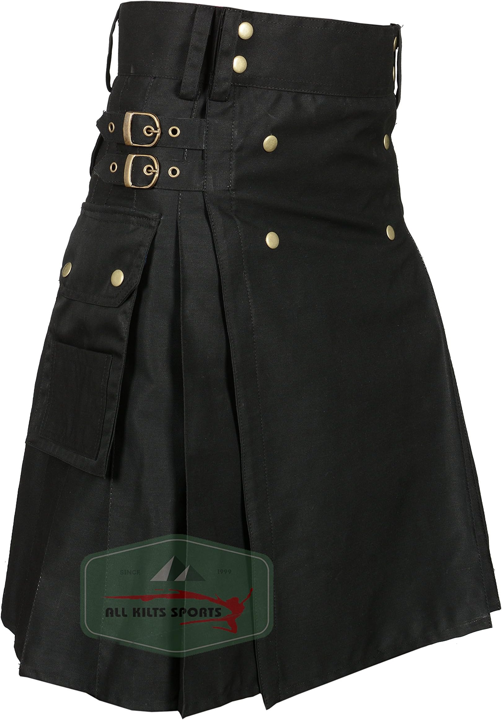 Men's Stylish Black Wedding Utility Kilt - Utility Kilts