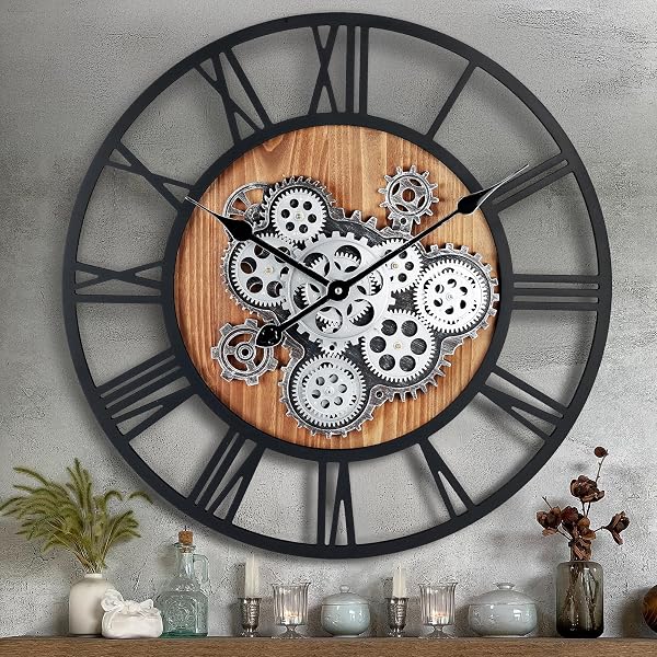 Lafocuse Horloge Murale Engrenages Mobiles 57cm