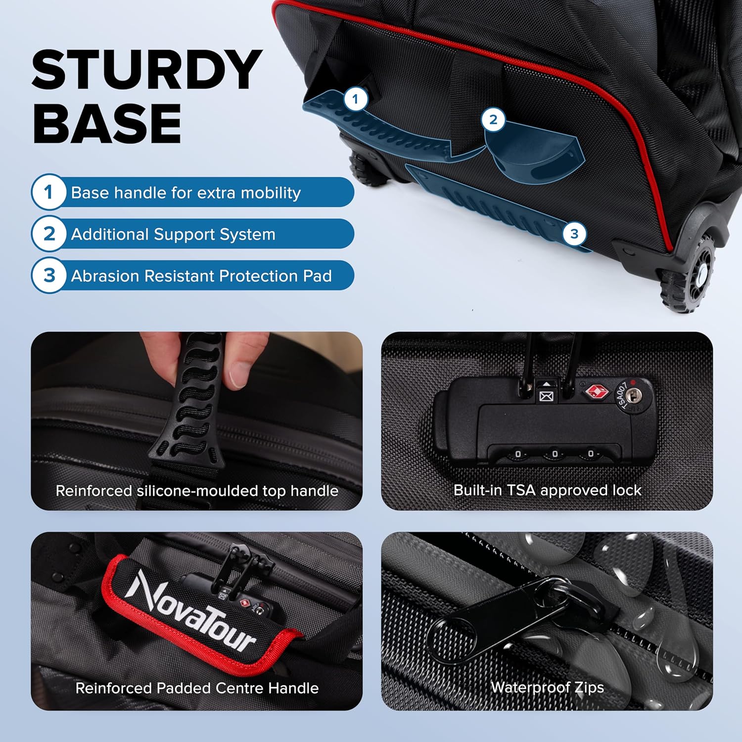 Golf Travel Bag for Airlines: Hard Case Top, Waterproof Zippers, 1680D Oxford Fabric, Built-in TSA Lock, Oversized Tank Wheels, Lightweight – Maximum Club Protection - Image 4