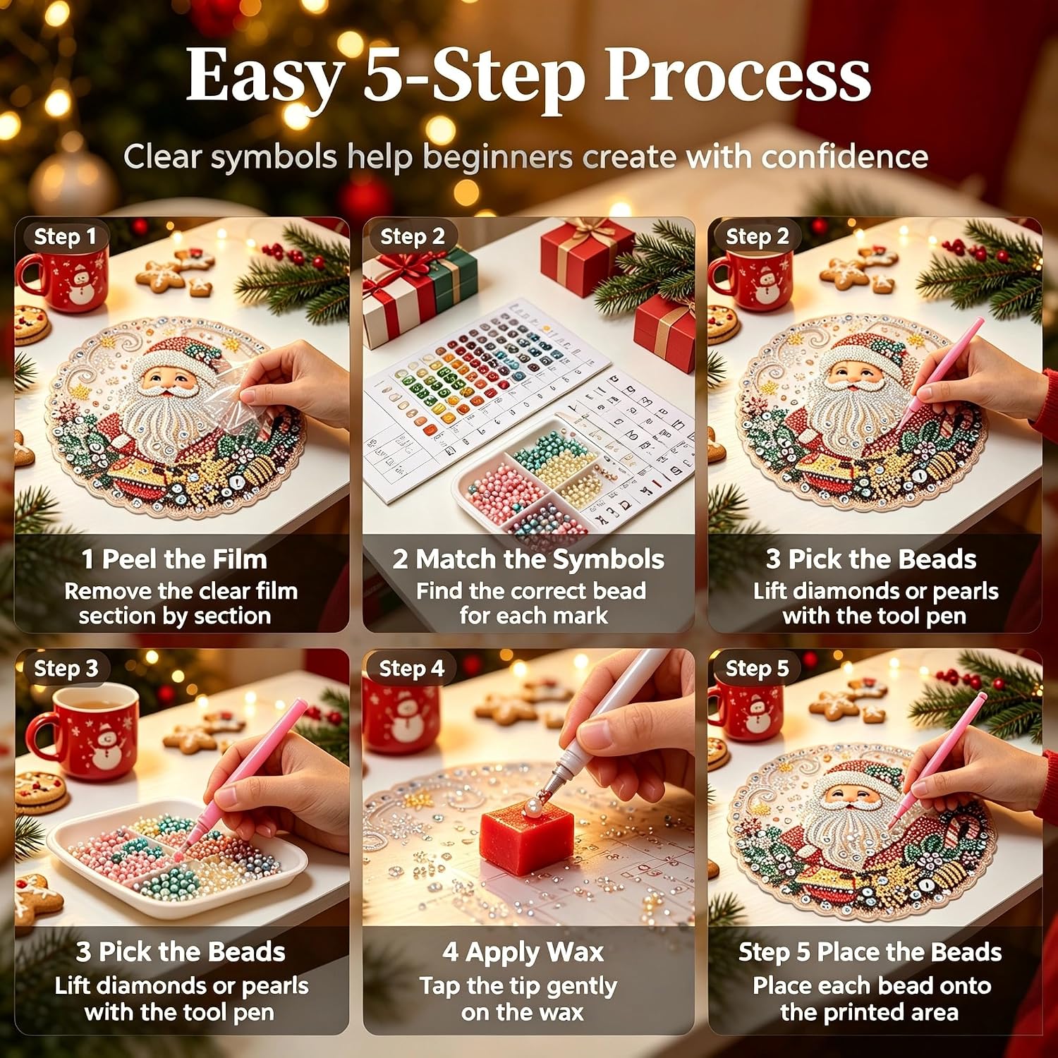 clould fitness Christmas Pearl Diamond Painting Suncatcher Kit，Diamond Pearl Art Kits for Adults Christmas Diamond Art Kits (#C)