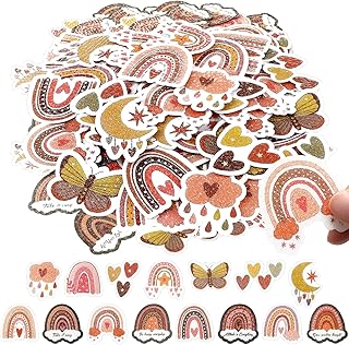 100 Pcs Calm Stickers for Anxiety Sensory Stickers Boho Rainbow Fidget Gentle Texture Calm Sensory Tactile for Anxiety Calming Stress Relief Adhesive Kids Stickers for Desks Phones Laptops Classroom